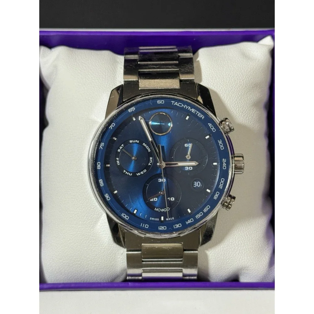 Movado Men's Bold Verso Silver-Tone Dial Quartz Watch